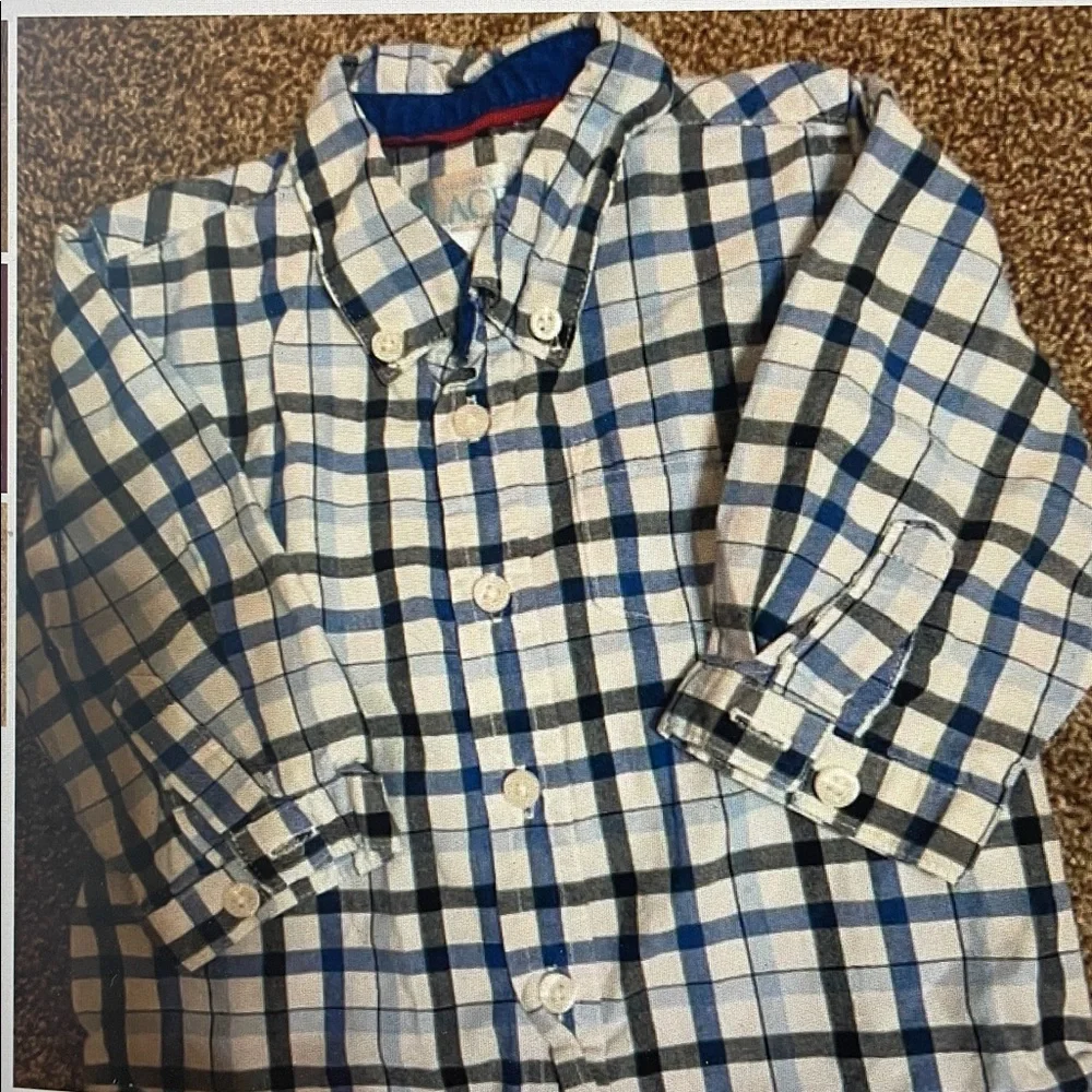 Children's Place blue and white checkered button-down shirt 12M